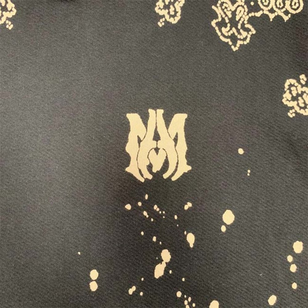 Amiri Logo Embroidered Bandana Print Hoodie - Black - Picture 3 of 12